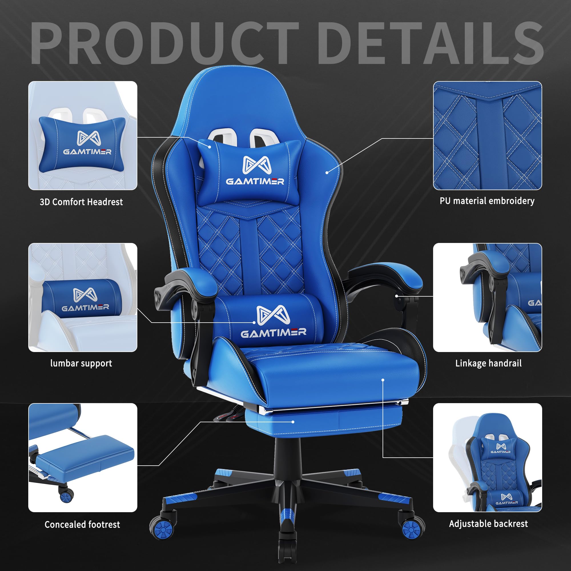 Ergonomic Gaming Chair with Footrest