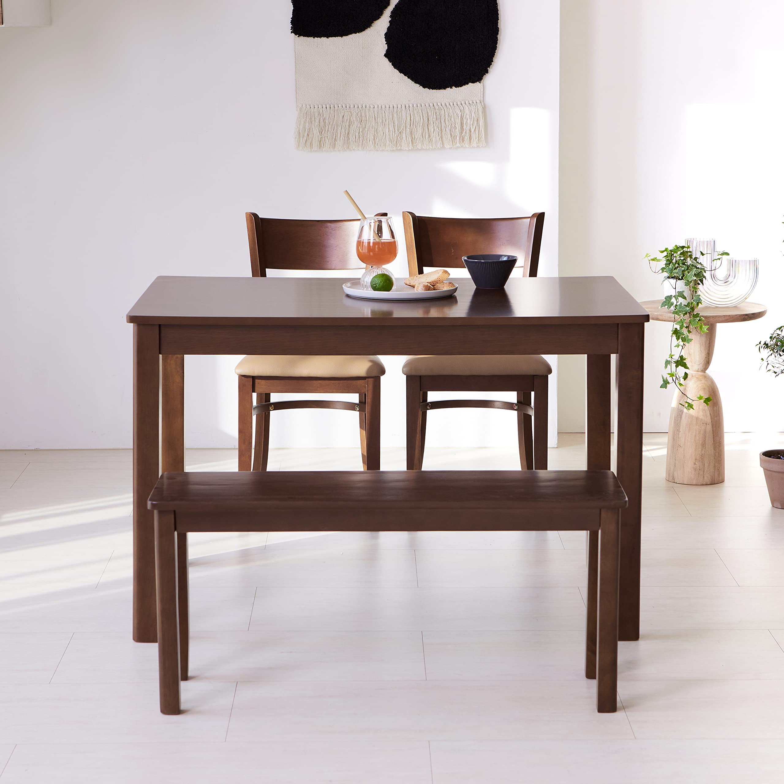 37.4" Wooden Dining Bench - Modern Farmhouse Malaysian Oak