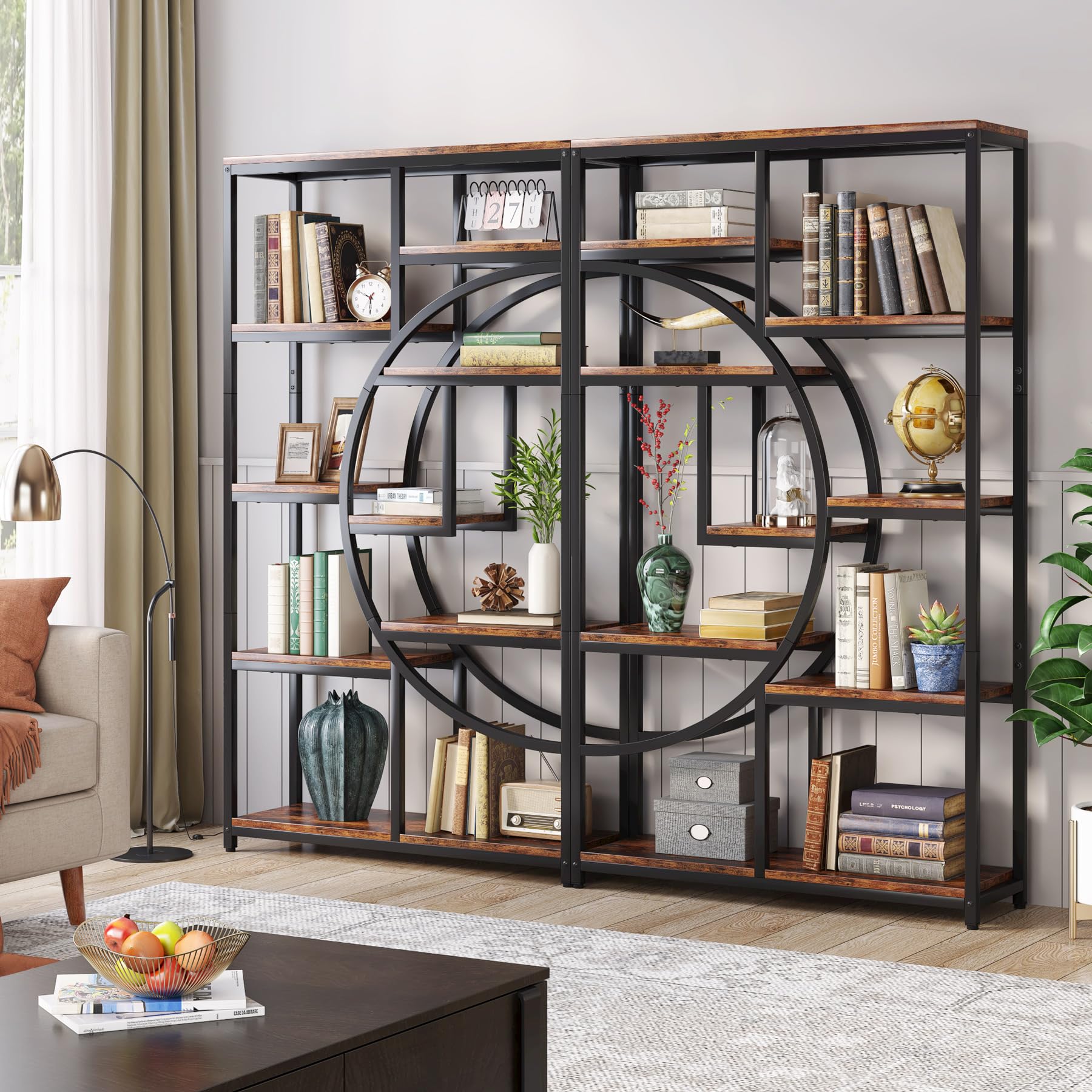 Industrial 5-Tier Bookshelf Storage Organizer