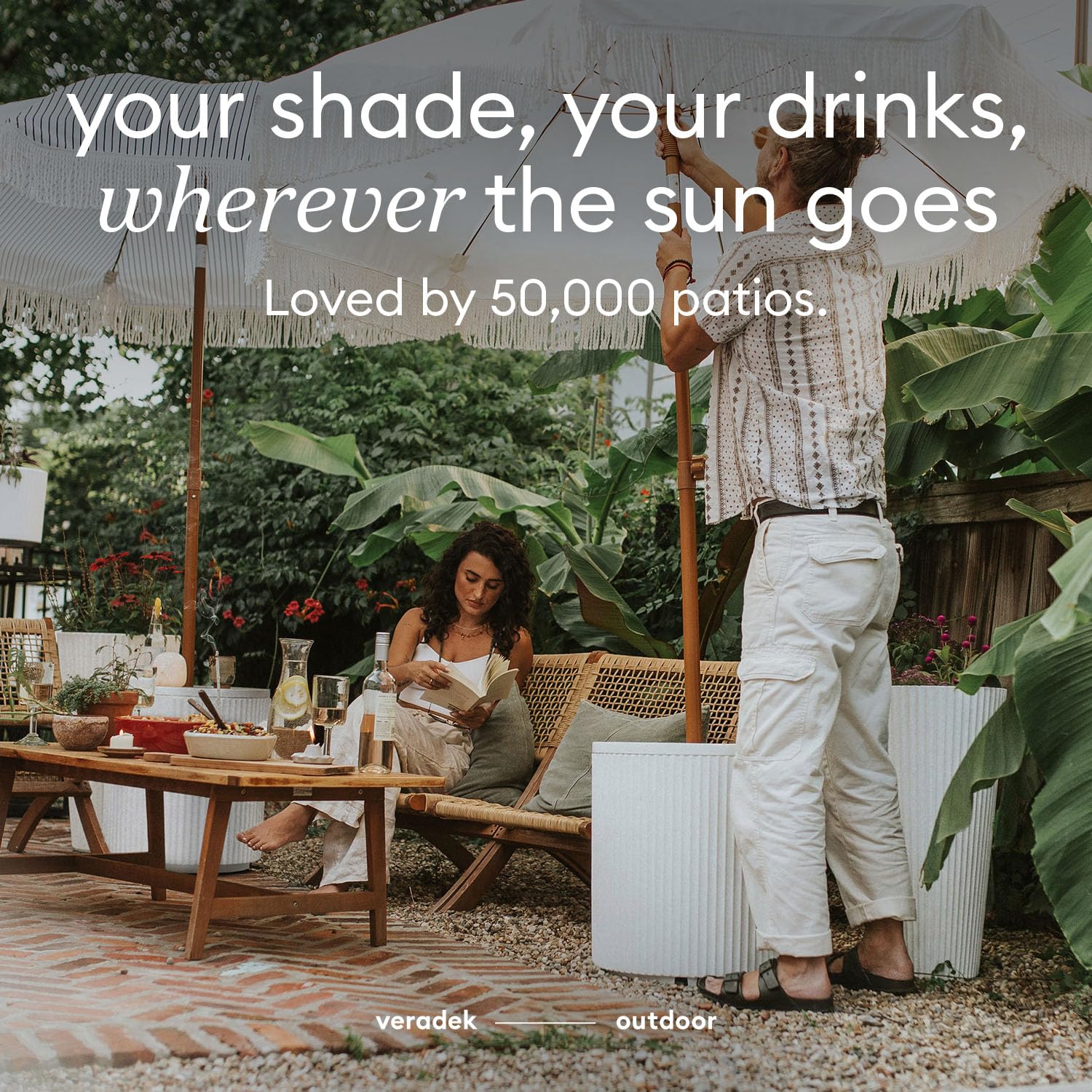 Umbrella Side Table - Outdoor Patio Table with Hole
