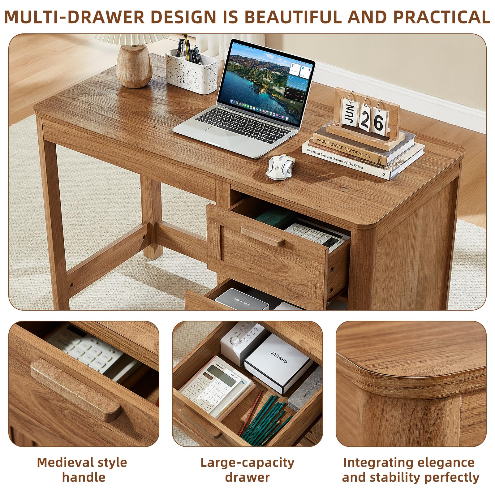 48" Farmhouse Executive Desk with Storage