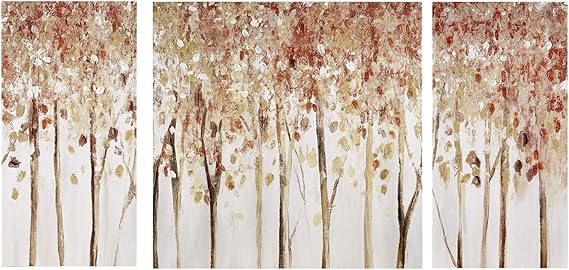 Blue Midst Forest Triptych Canvas Wall Art Set - 3 Piece Abstract Landscape