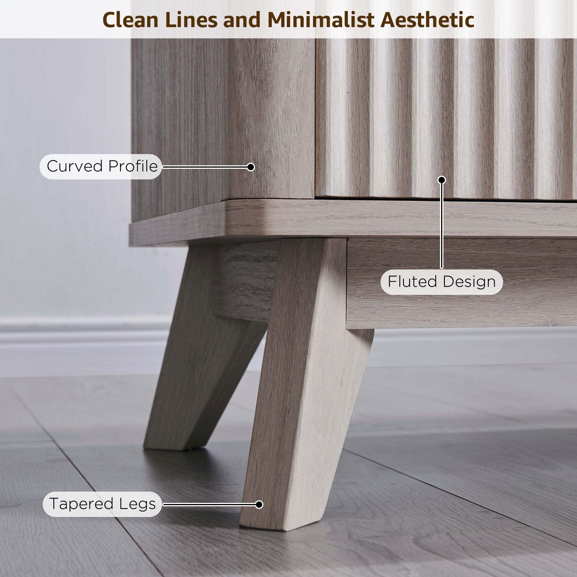 70" Fluted TV Stand with Soft Close Doors