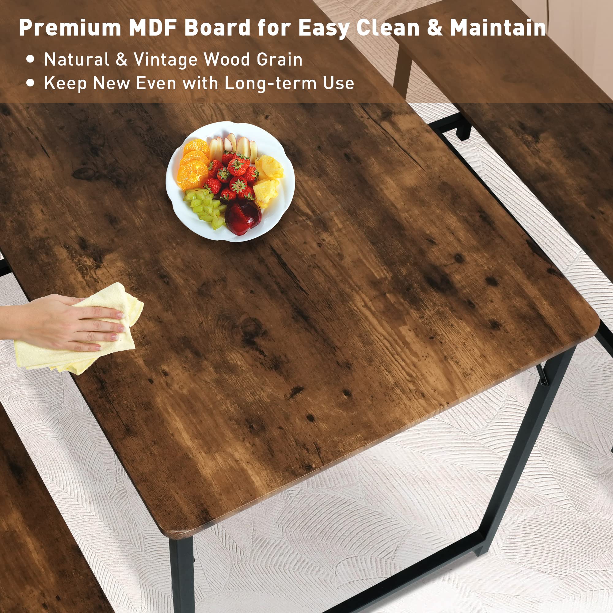Kitchen Table Set with 2 Benches