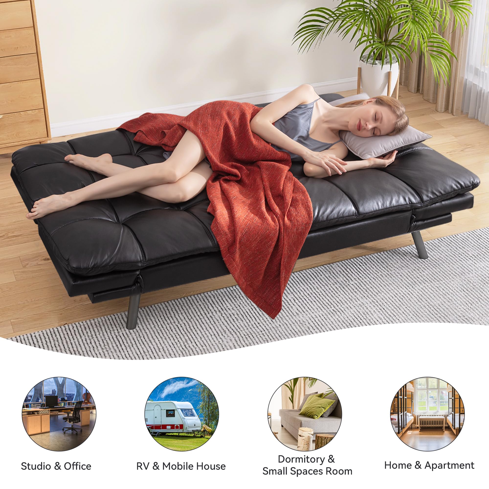 Convertible Futon Sofa Bed with Memory Foam