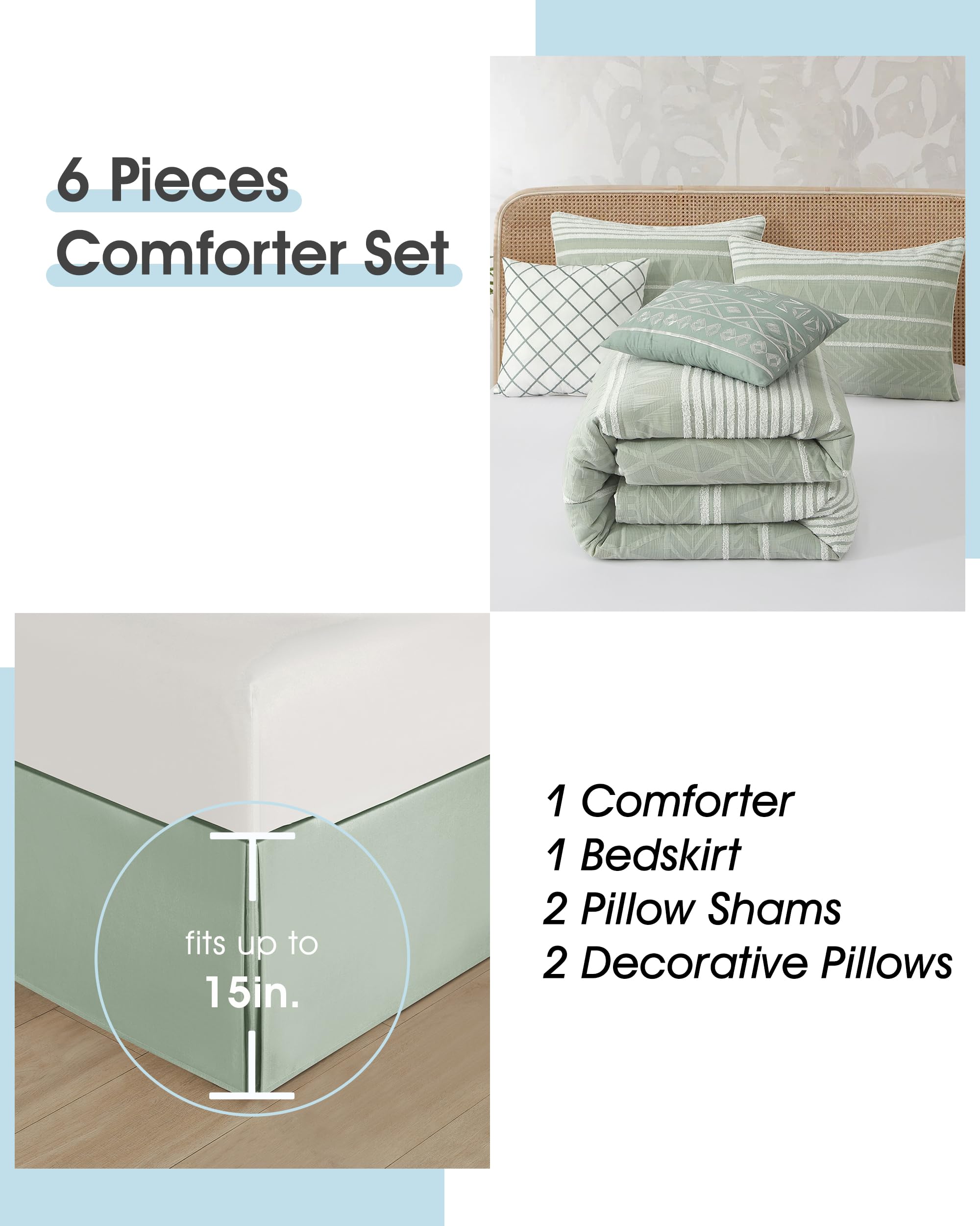 King Geometric Jacquard Comforter Set - Sage