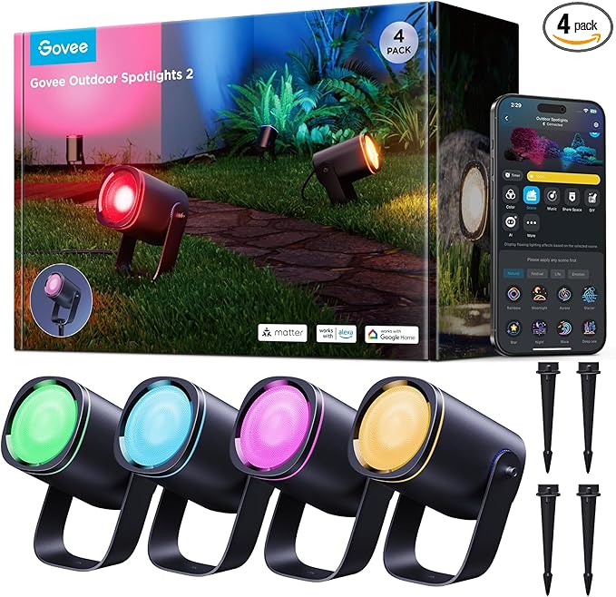 Smart RGBWIC Outdoor Spotlights 4-Pack
