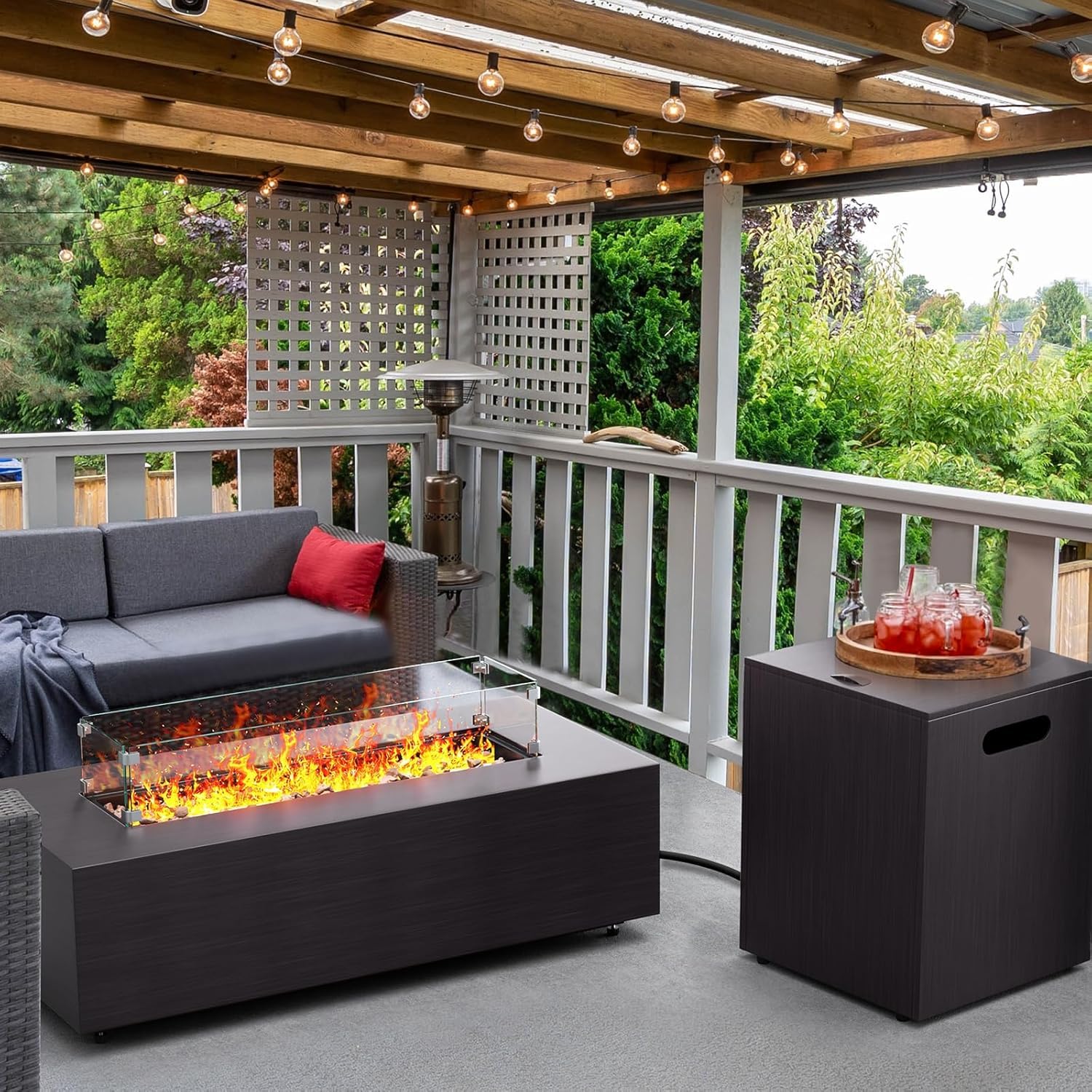42" Propane Fire Pit Table with Tank Holder