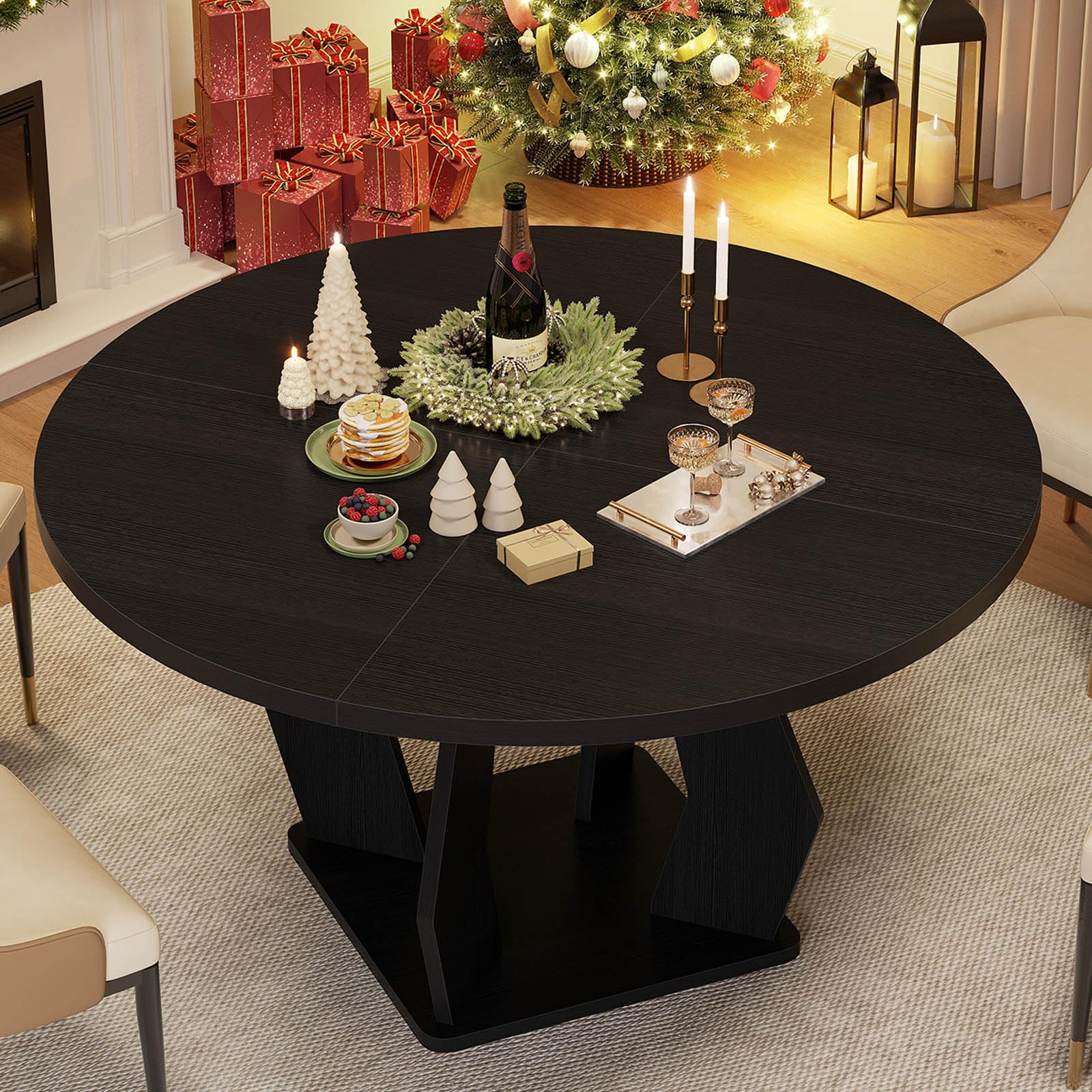 47 Inch Round Dining Table for 4-6