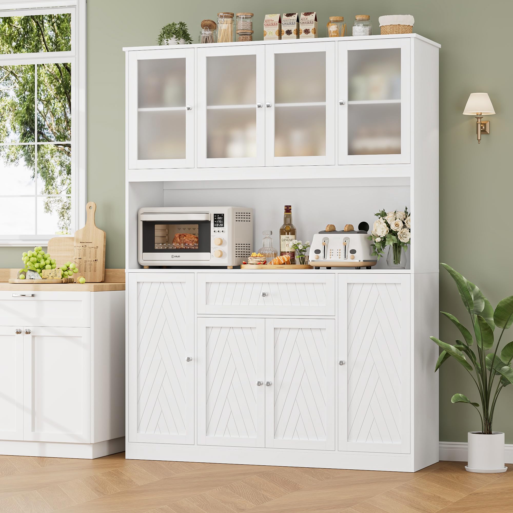 Large Kitchen Pantry Cabinet with Doors and Drawer