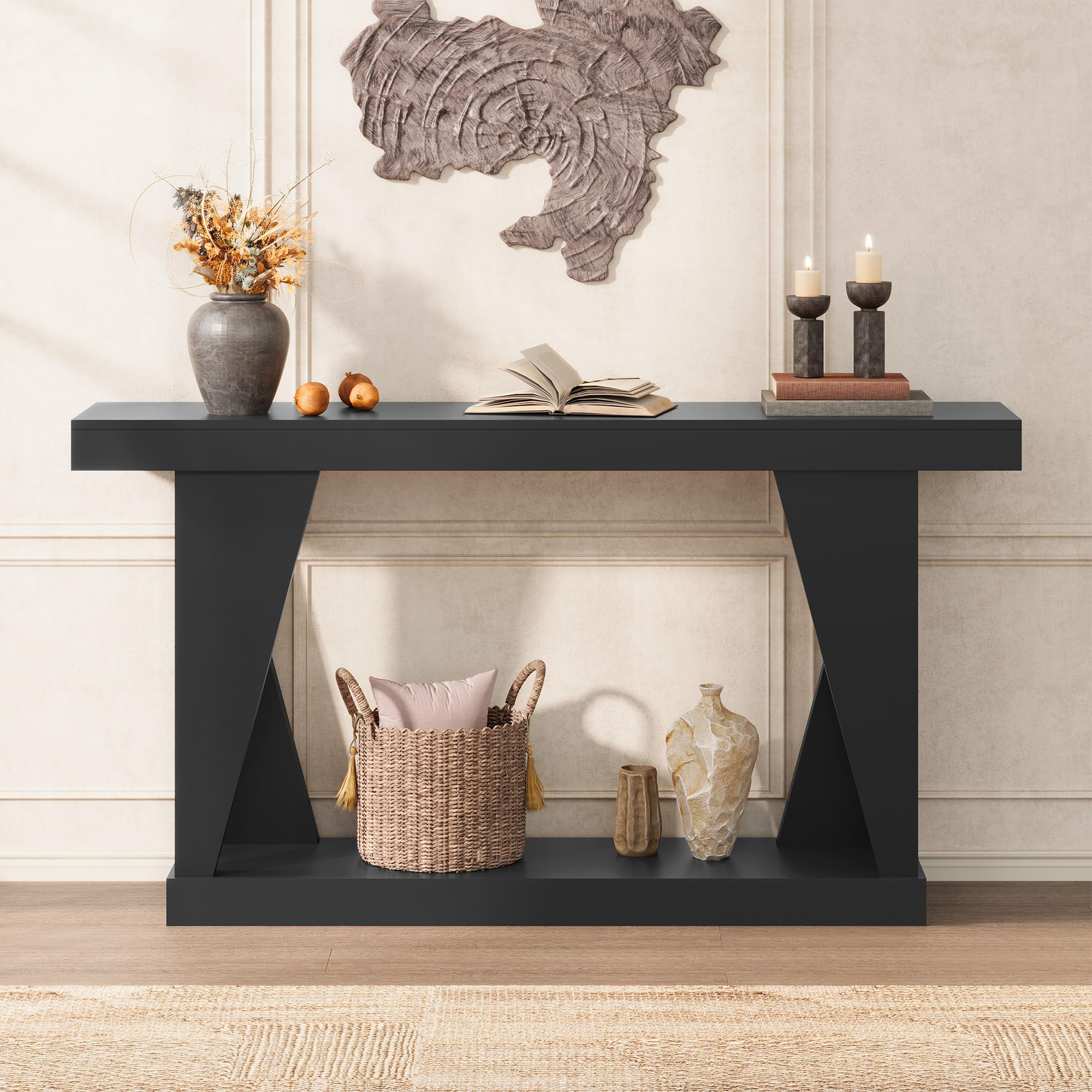 55-Inch Wooden Console Table with Storage