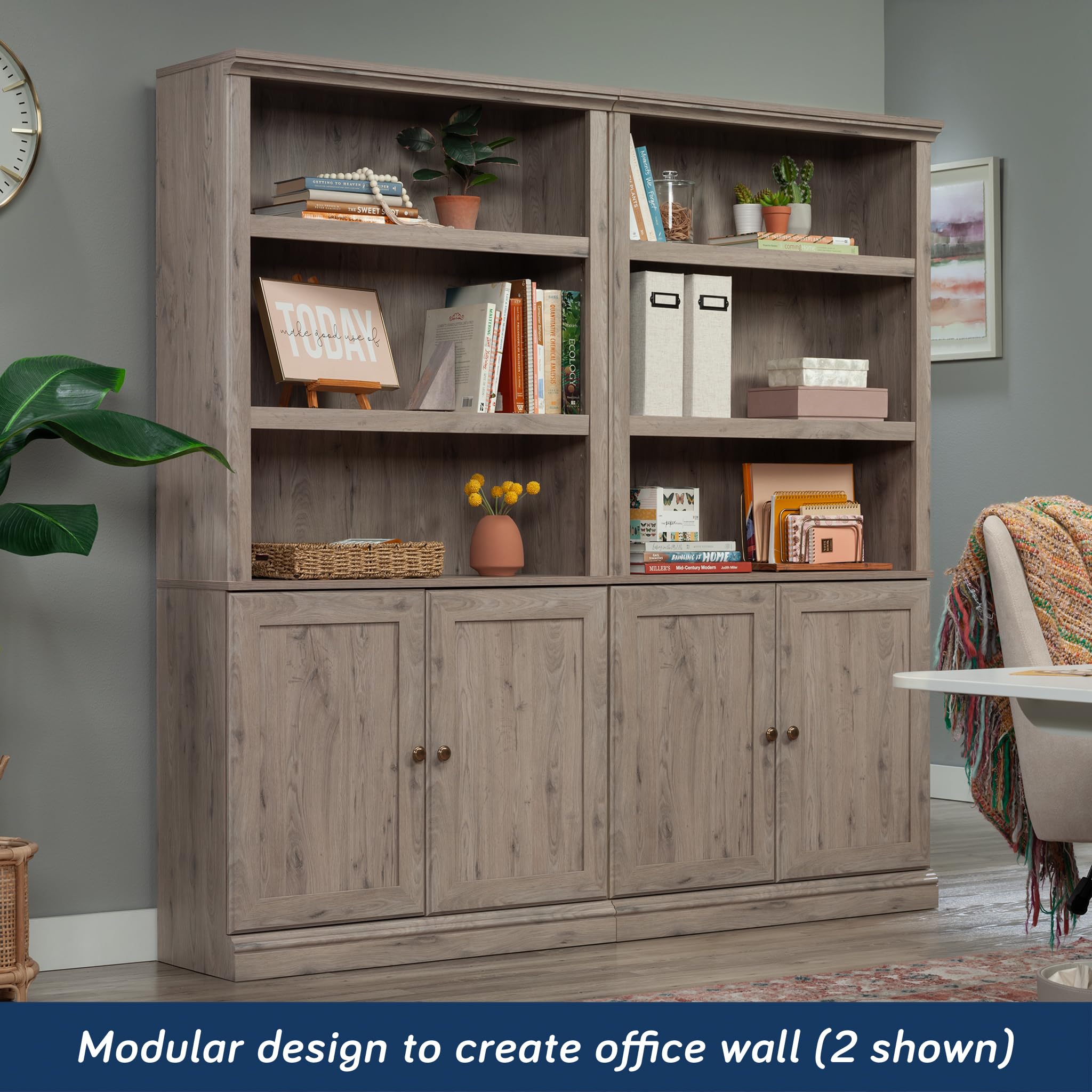 5-Shelf Bookcase with Doors Laurel Oak