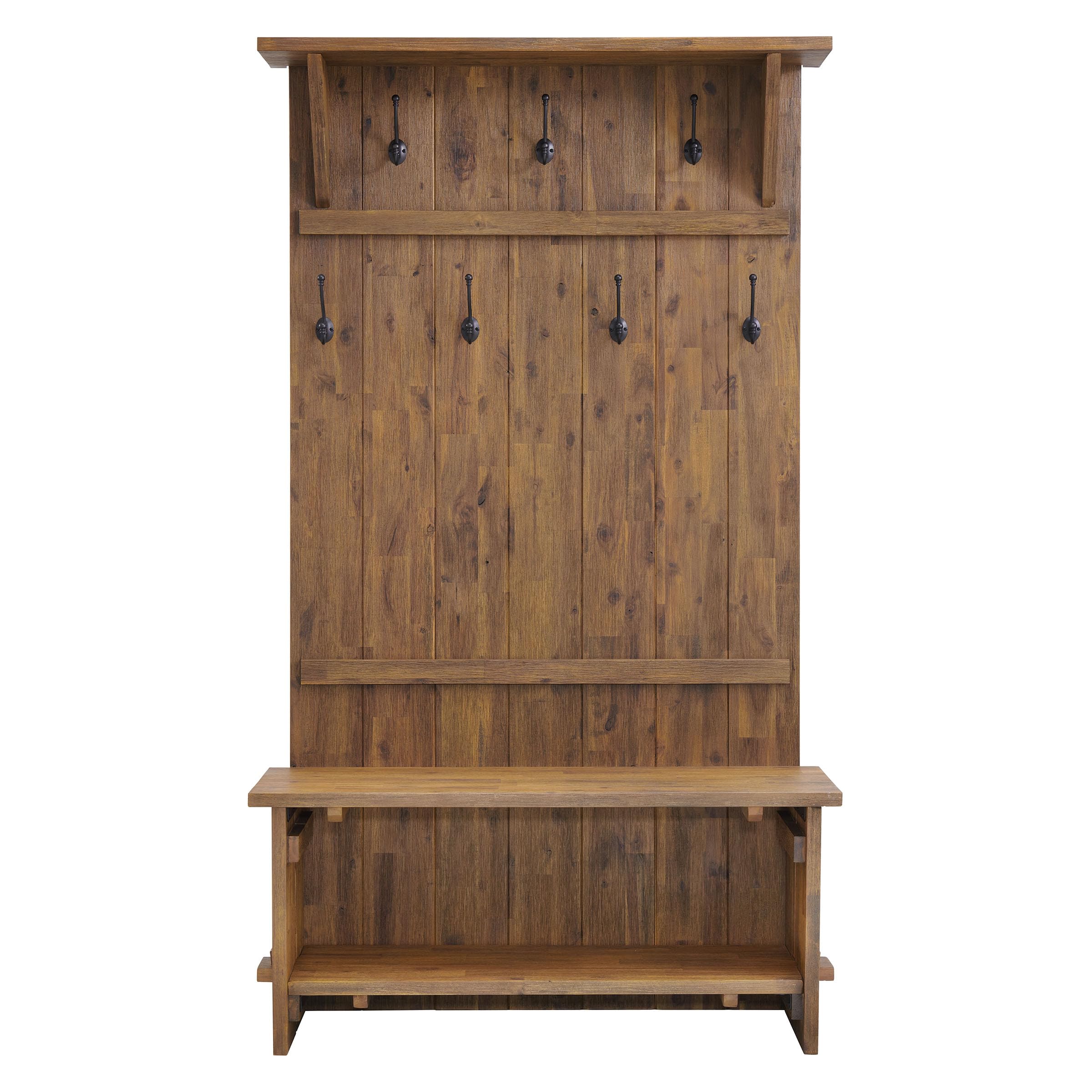 70" Acacia Wood Hall Tree with Bench & Storage