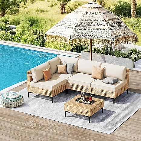 7-Piece Outdoor Sectional Sofa Set with Coffee Table