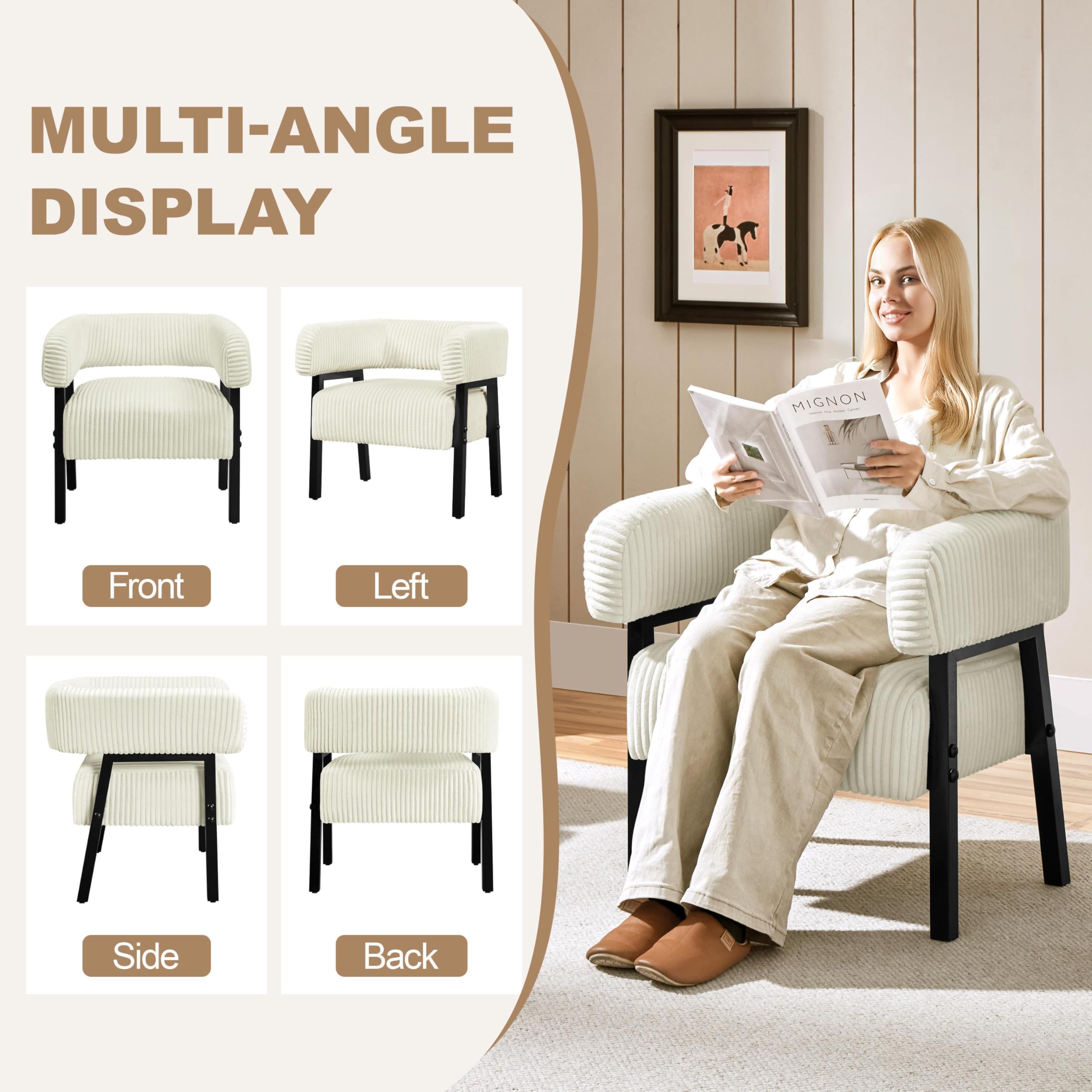 Corduroy Barrel Accent Chair Set of 2