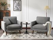 ELUCHANG Accent Chairs Set of 2, Oversized Mid Century Modern Arm Chair, Soft Linen Fabric Sofa Chairs Upholstered Comfy Chair for Living Room Bedroom Apartment (Grey)