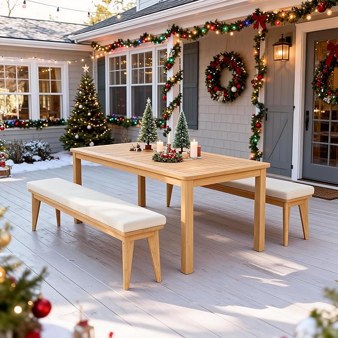 6-Piece Acacia Patio Dining Set with Cushions