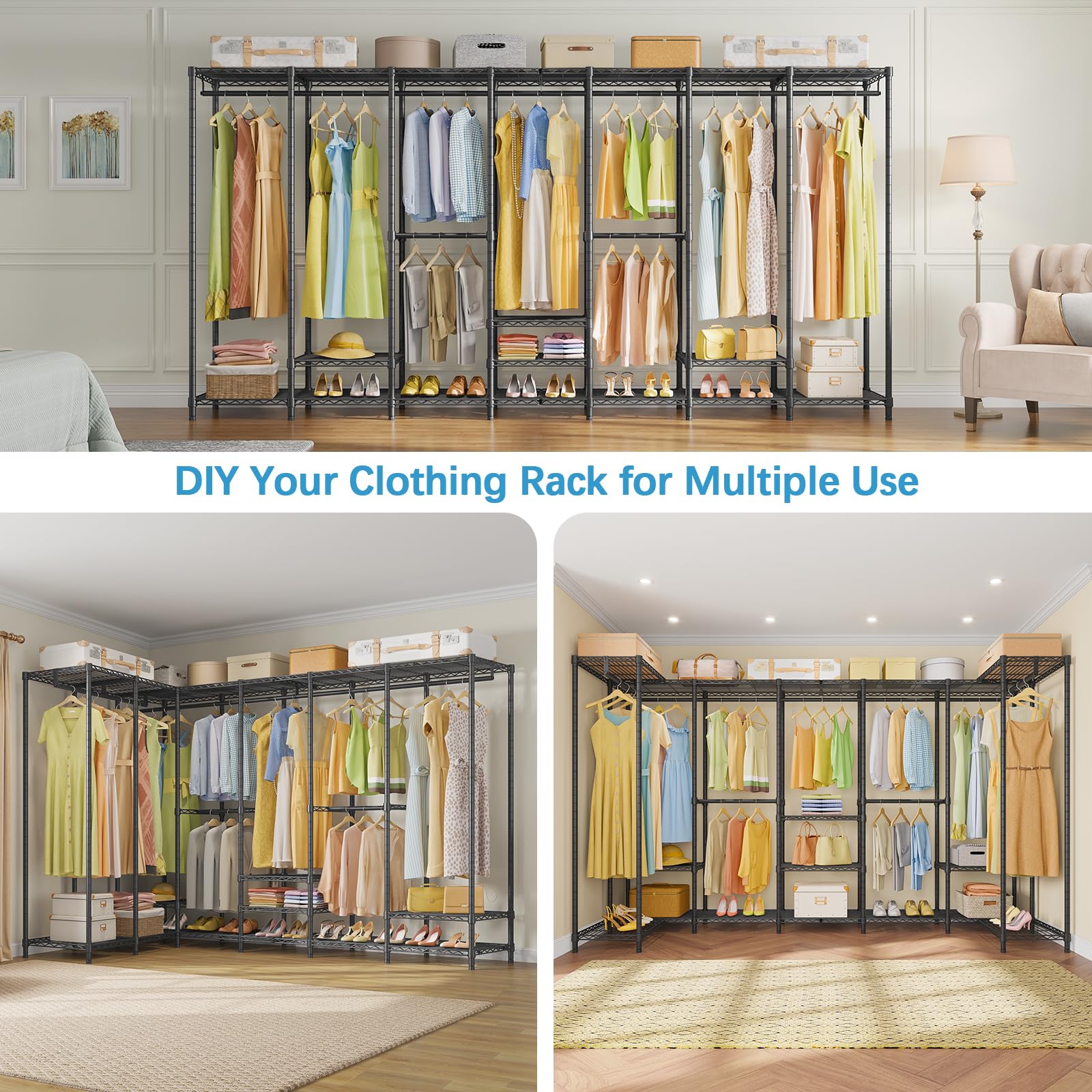 Heavy Duty Clothes Rack Freestanding Closet Organizer