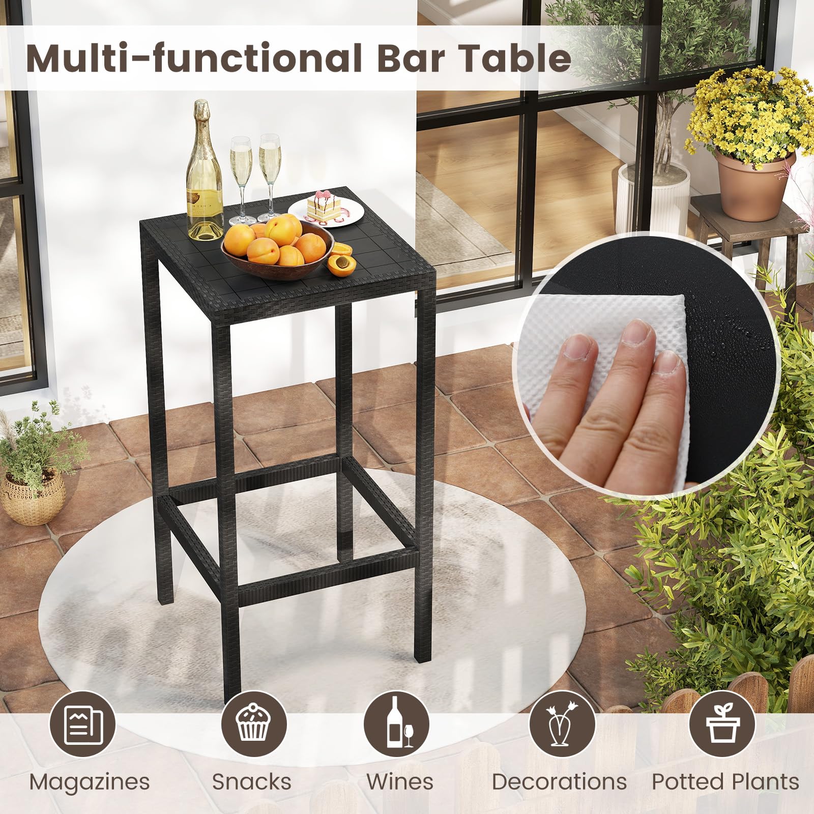 3-Piece Patio Bar Set with Stools