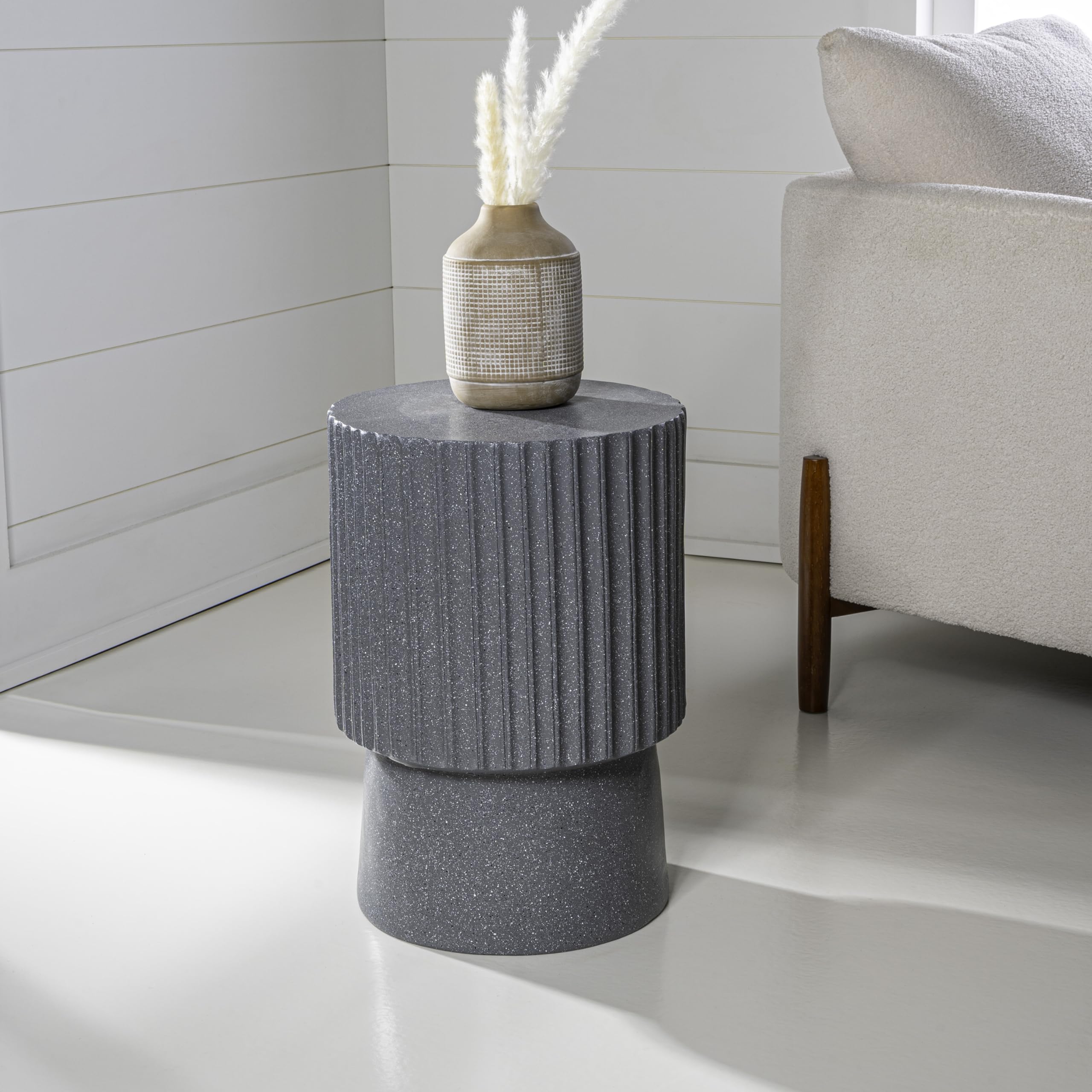 Louisa 19" Modern Art Deco Tambour Accent Table