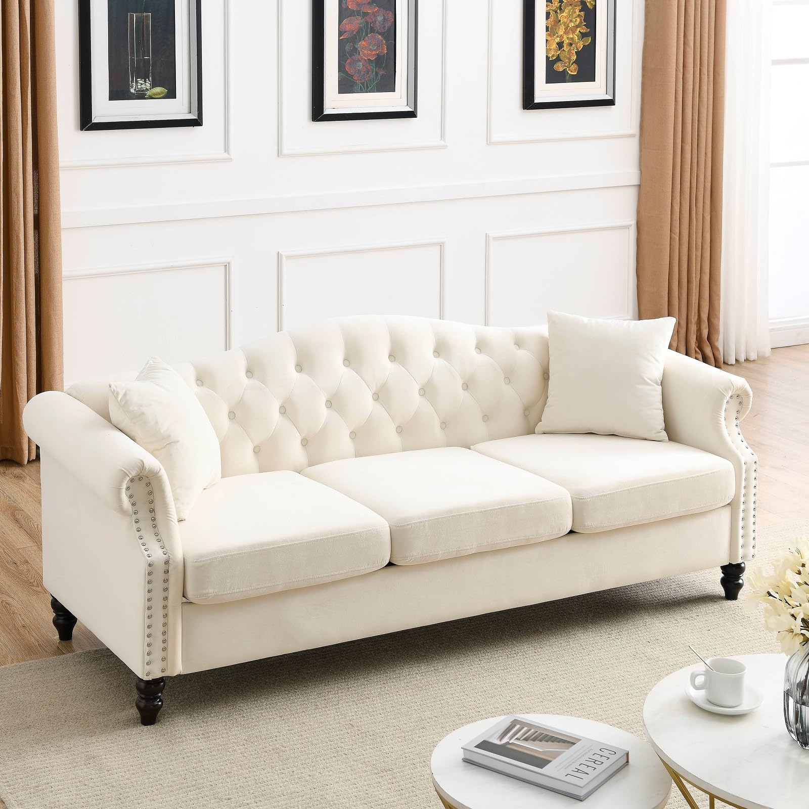 Velvet Chesterfield Sofa 3 Seater