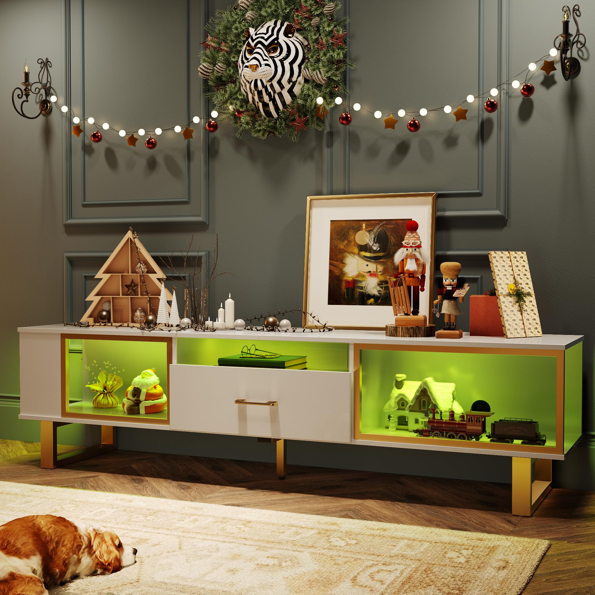 80 Inch LED TV Stand with Remote Control Lights