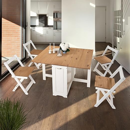 Santos Butterfly Dining Set with 4 Foldable Chairs