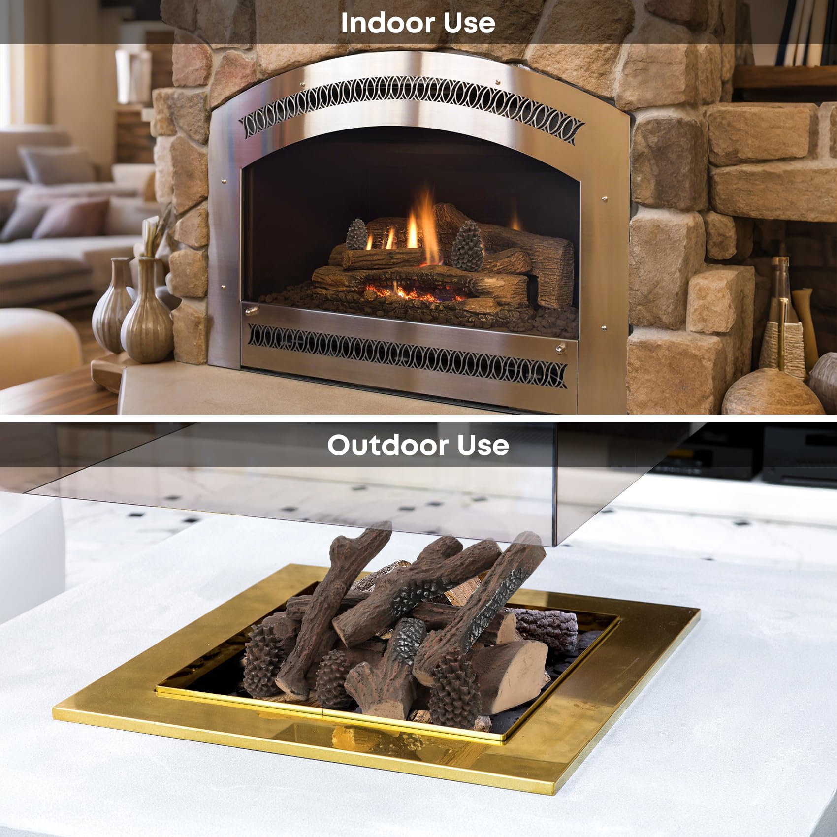 Ceramic Gas Fireplace Logs 9-Piece Set