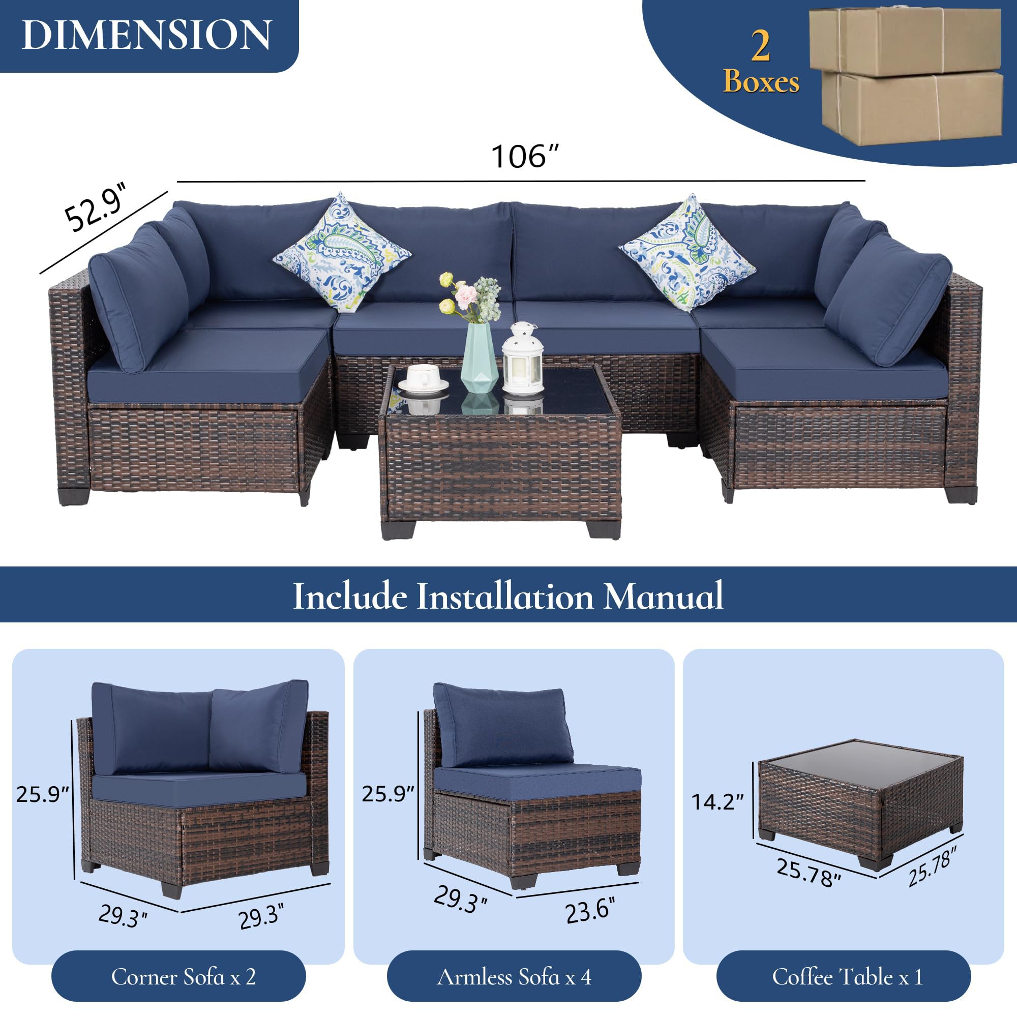 8 Piece Patio Furniture Set with Fire Pit Table