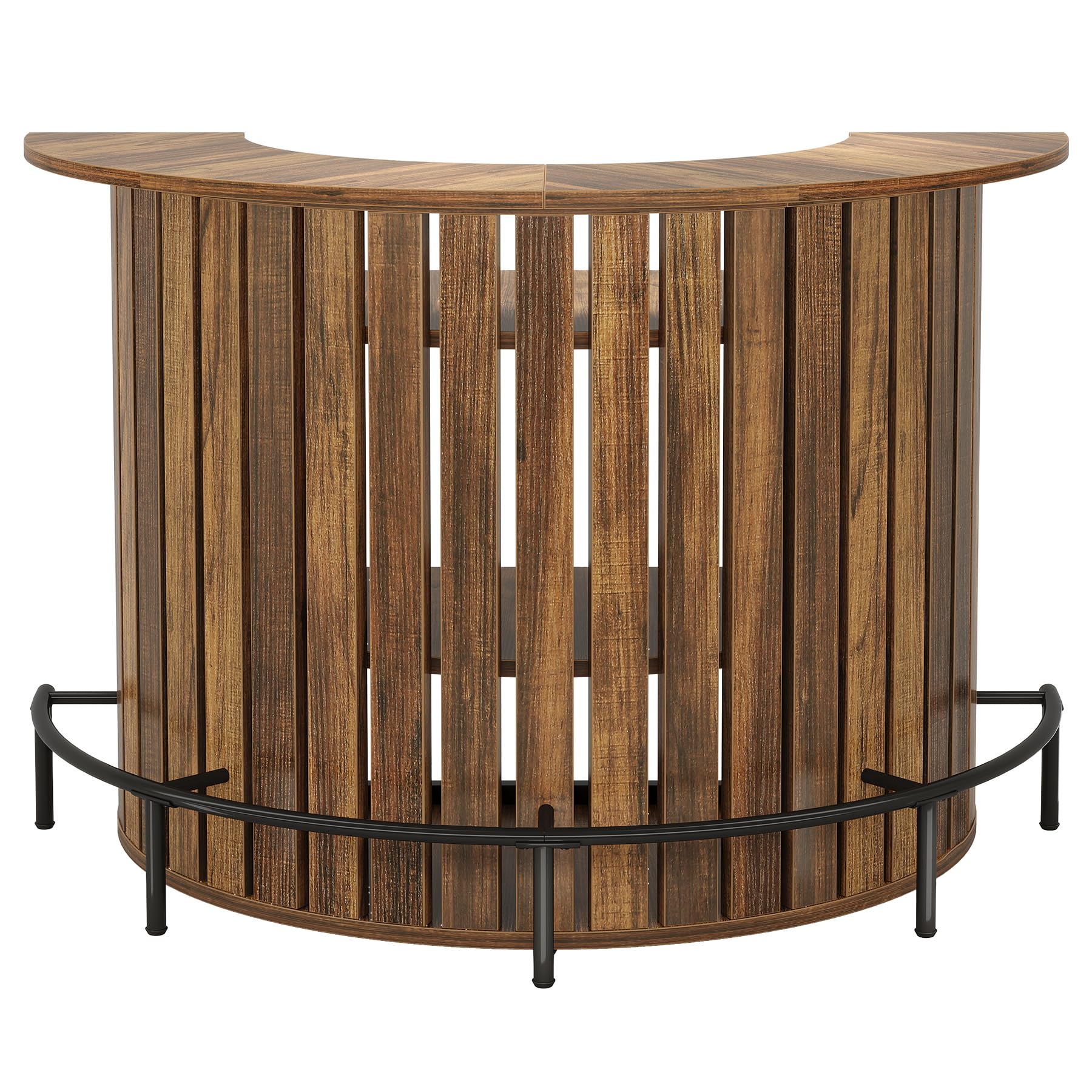 4-Tier Bar Table with Footrest - Arc-Shaped Wine Cabinet