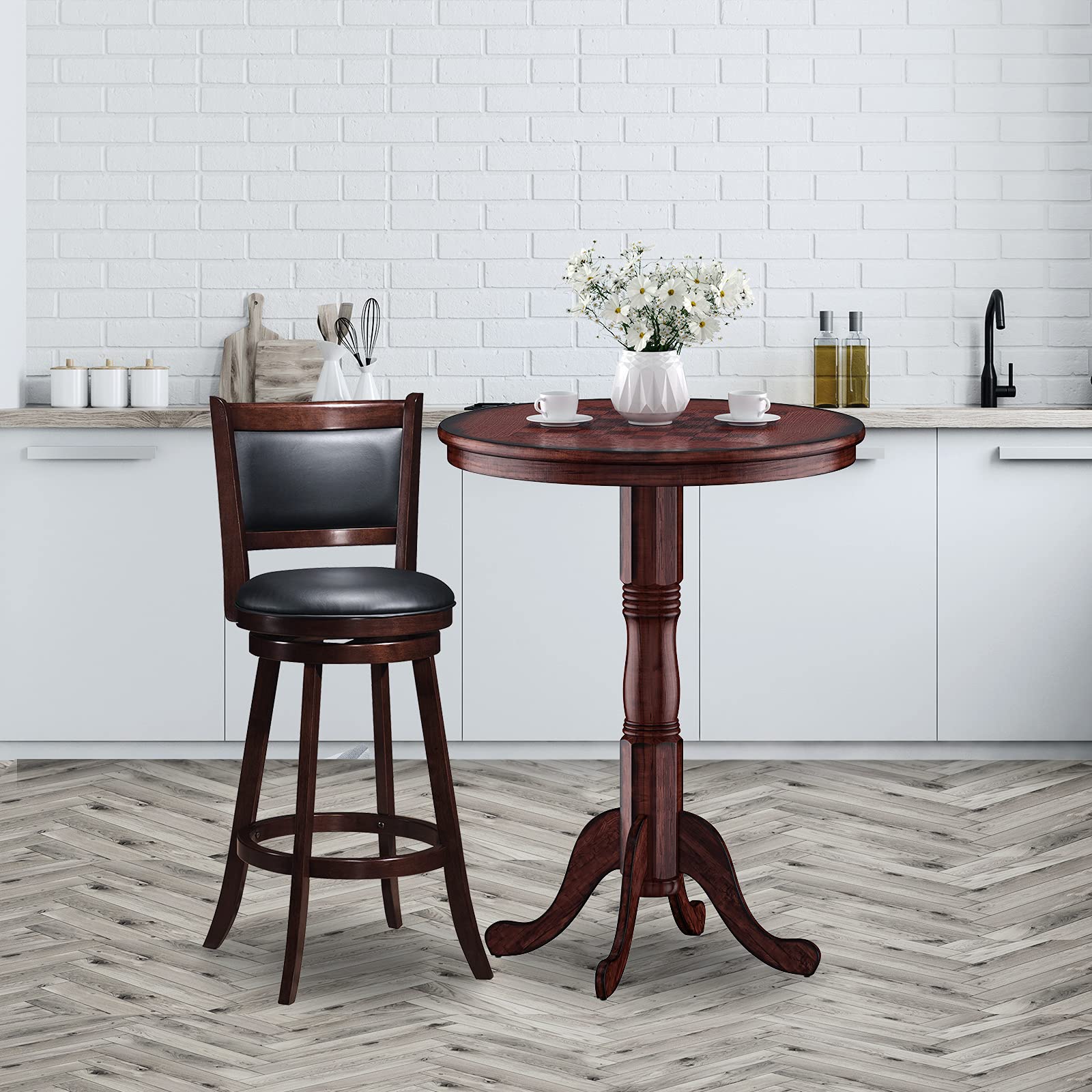 5-Piece Dining Table Set with Swivel Bar Stools