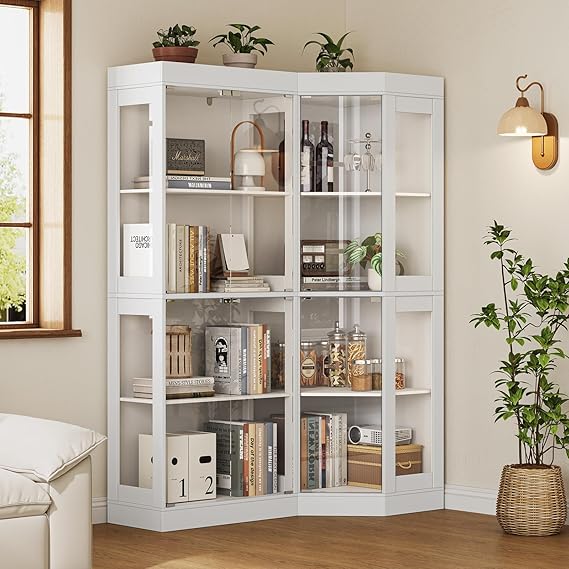 70.1" Display Cabinet with Glass Doors - 4-Tier Curio Cabinet