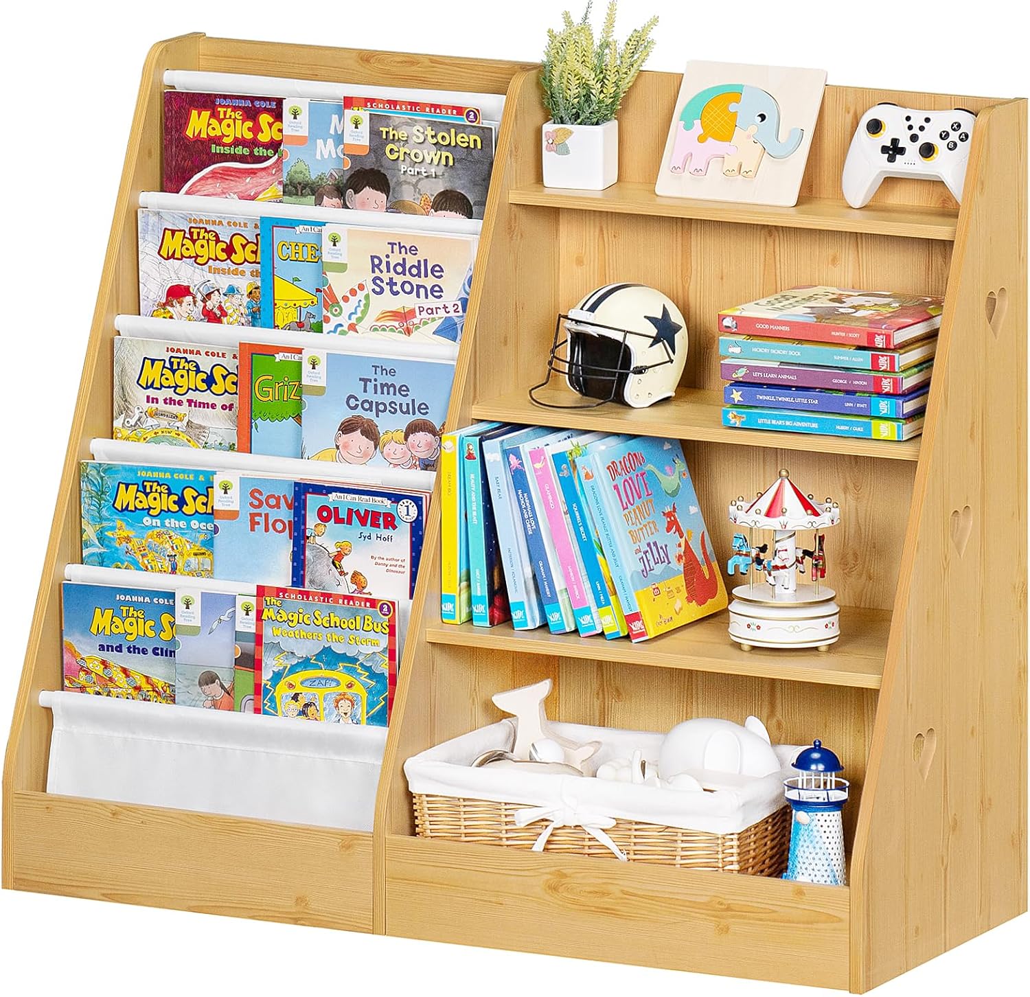 4 Tier Kids Bookshelf with Storage Organizer