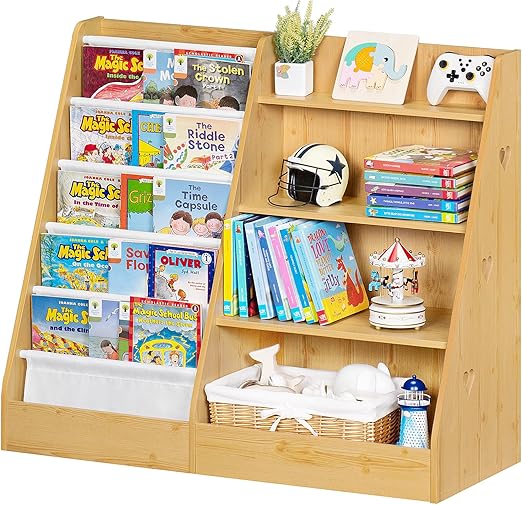 4 Tier Kids Bookshelf with Storage