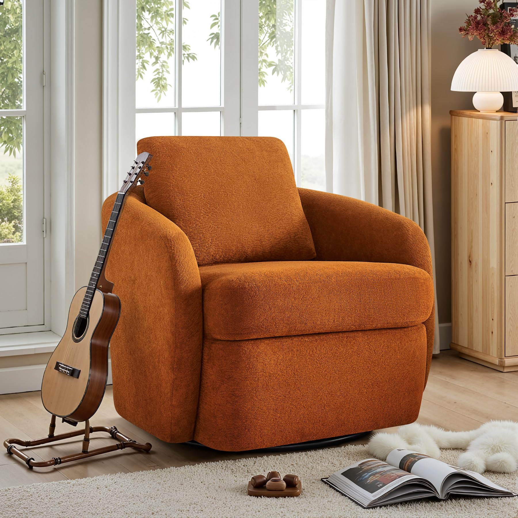 360° Swivel Barrel Chair with Throw Pillow
