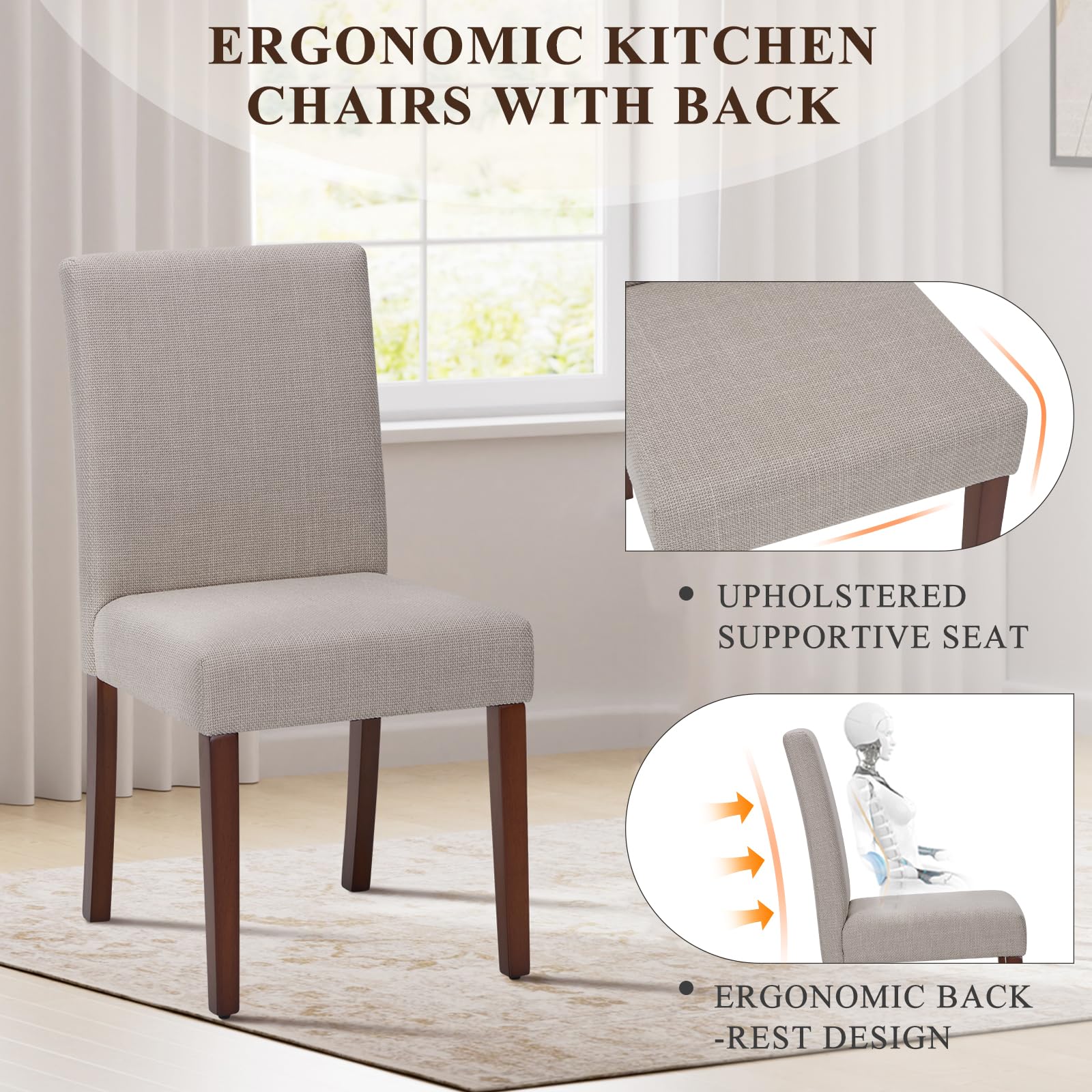 Upholstered Parsons Dining Chairs Set of 4