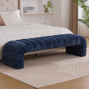 Ottoman Bench Navy Teddy Upholstered
