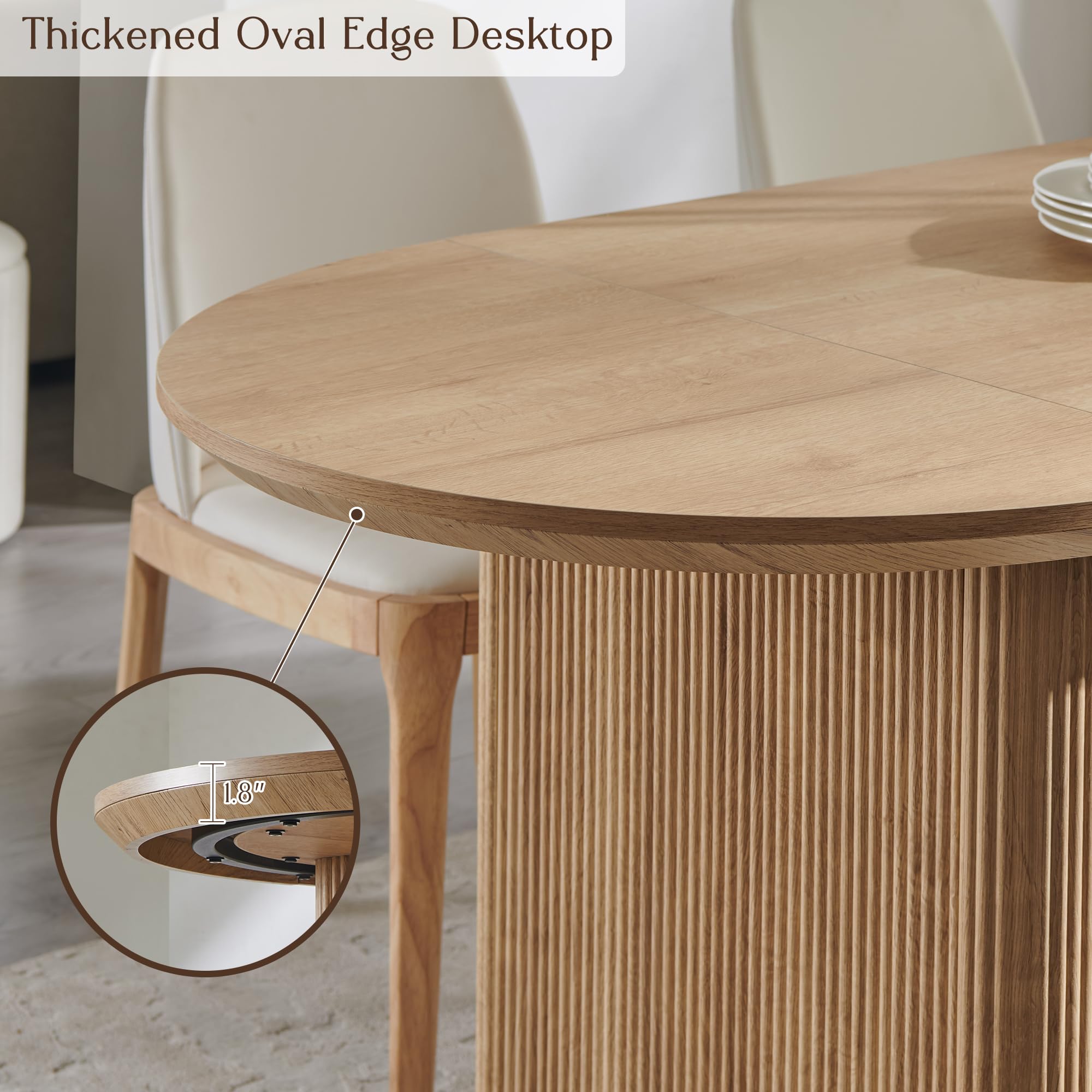 63" Fluted Oval Dining Table for 4-6