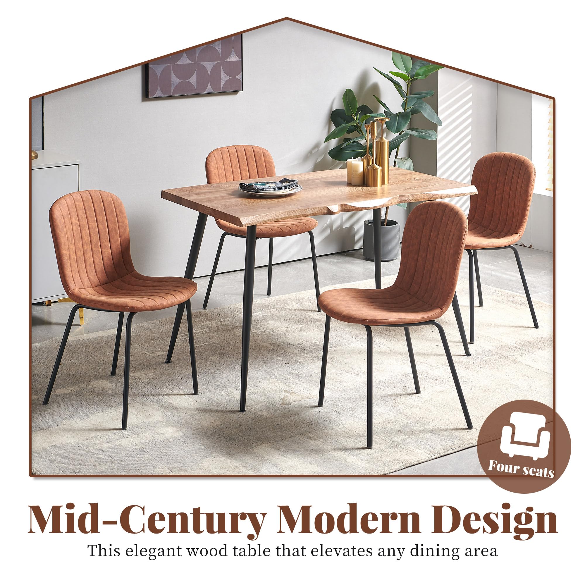 5-Piece Dining Table Set with Faux Leather Chairs