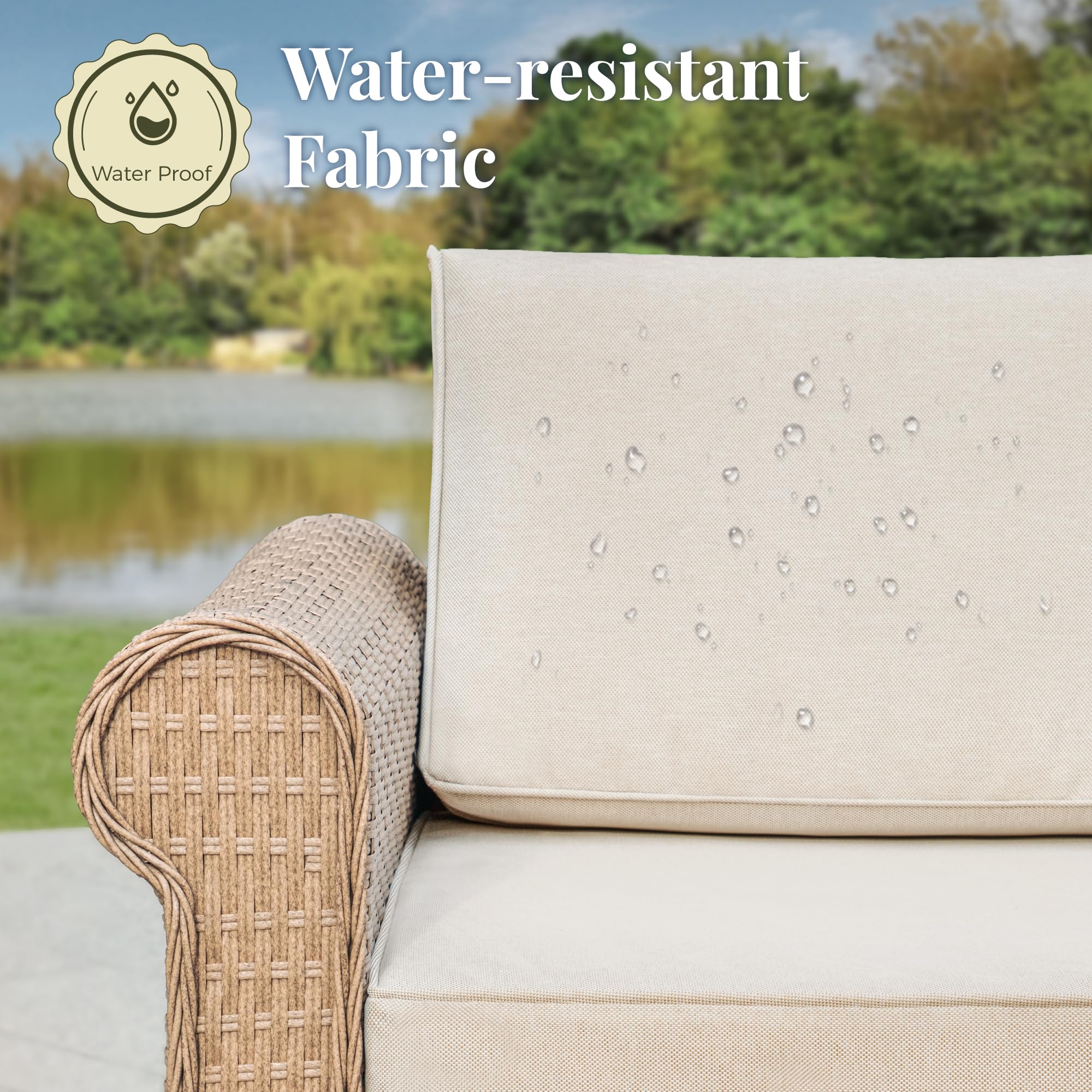 6 Piece Outdoor Rattan Wicker Sectional Conversation Set with Coffee Table