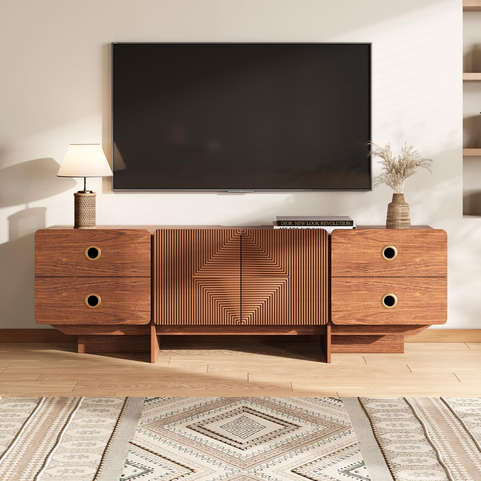 66" Fluted TV Stand with Storage
