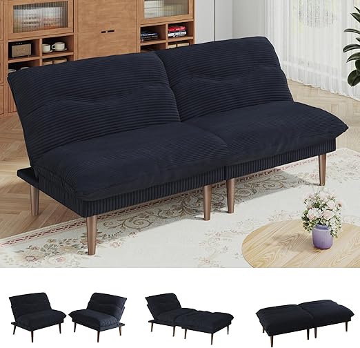 4-in-1 Convertible Futon Sofa Bed with Adjustable Backrest