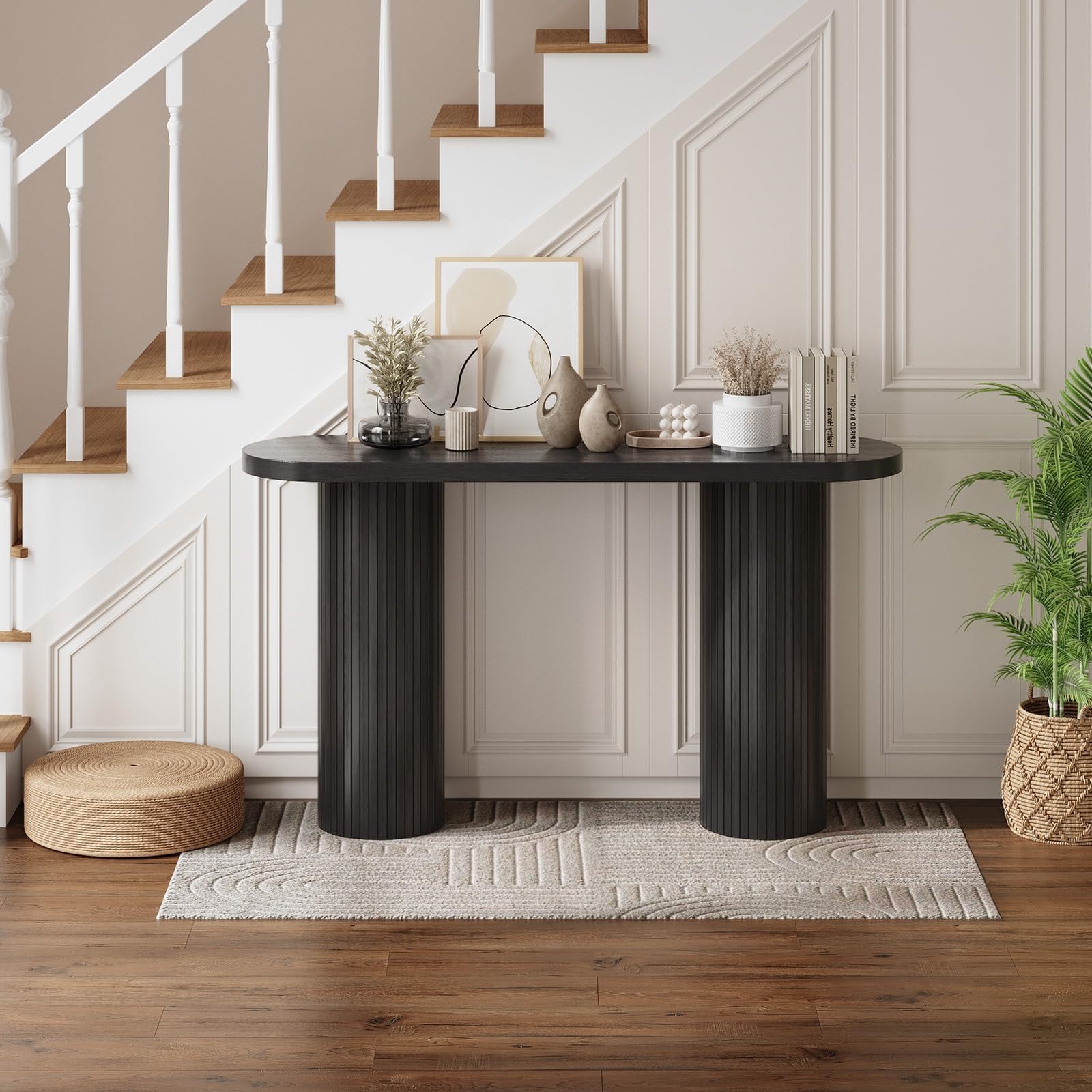 55 Inch Fluted Entryway Console Table