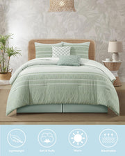 King Geometric Jacquard Comforter Set - Sage