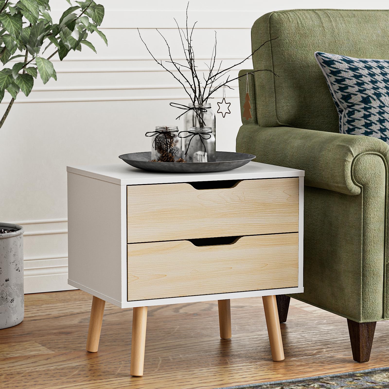 End Table Set of 2 with Storage Drawers