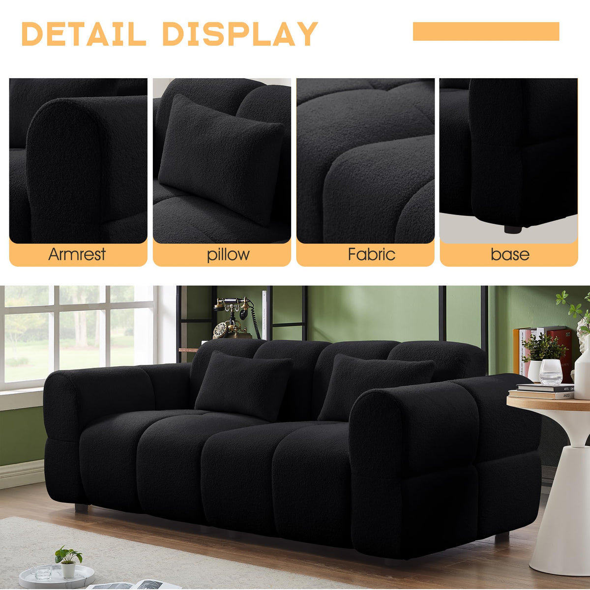 80" Modern Boucle Cloud Sofa - 3 Seater Deep Seat Couch