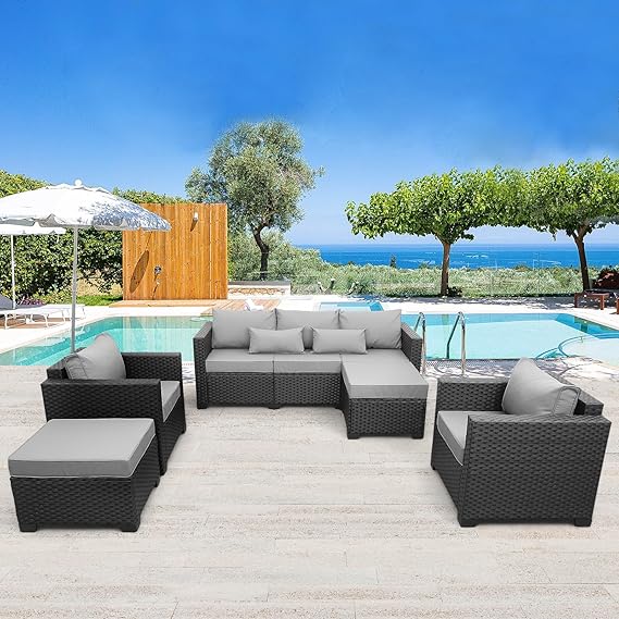 5-Piece Outdoor Wicker Patio Sectional Sofa Set