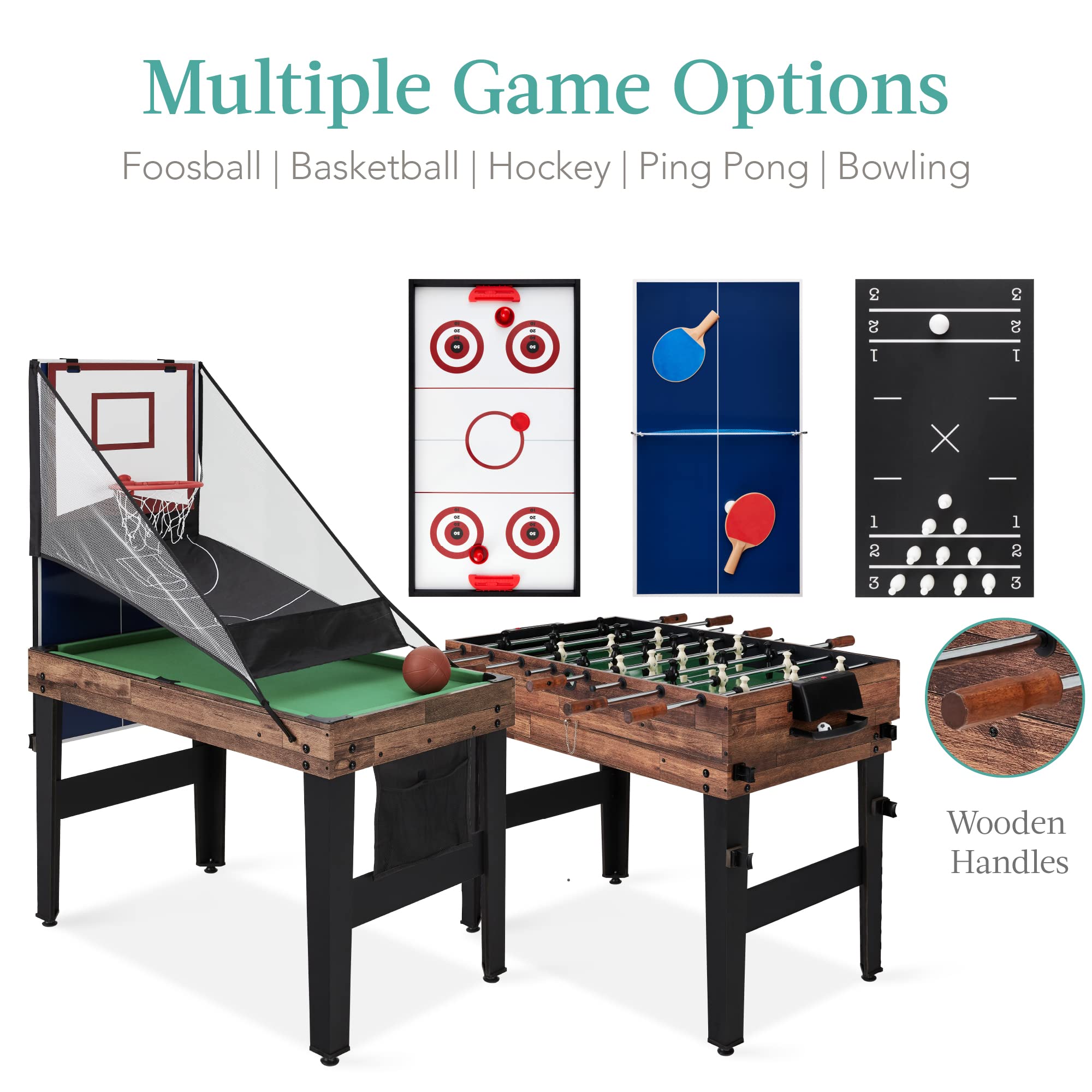 13-in-1 Combo Game Table Set with Ping Pong, Foosball, Basketball, Air Hockey