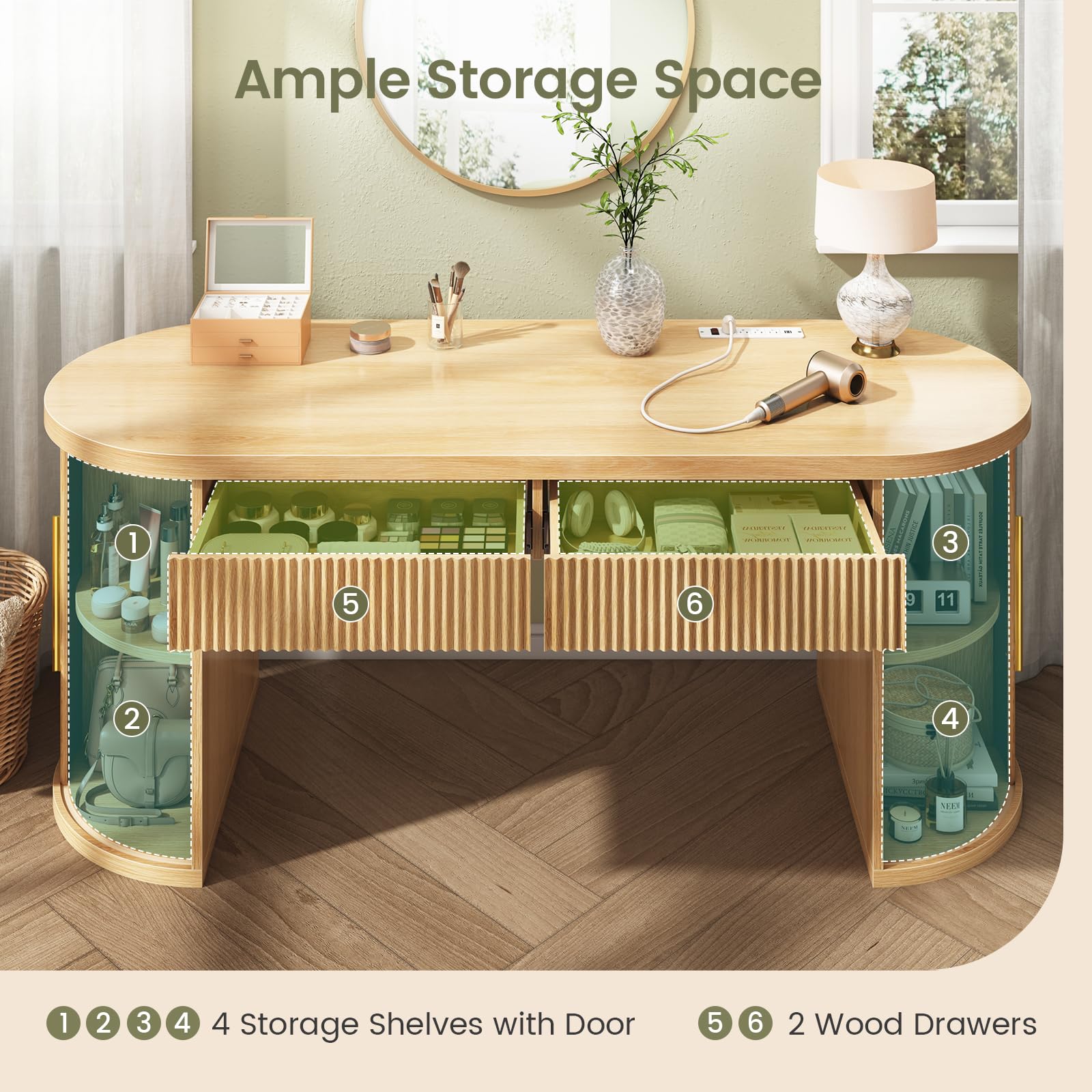 Executive Desk with Drawers and Storage Cabinets