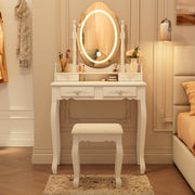 Vanity Desk with Mirror and Lights